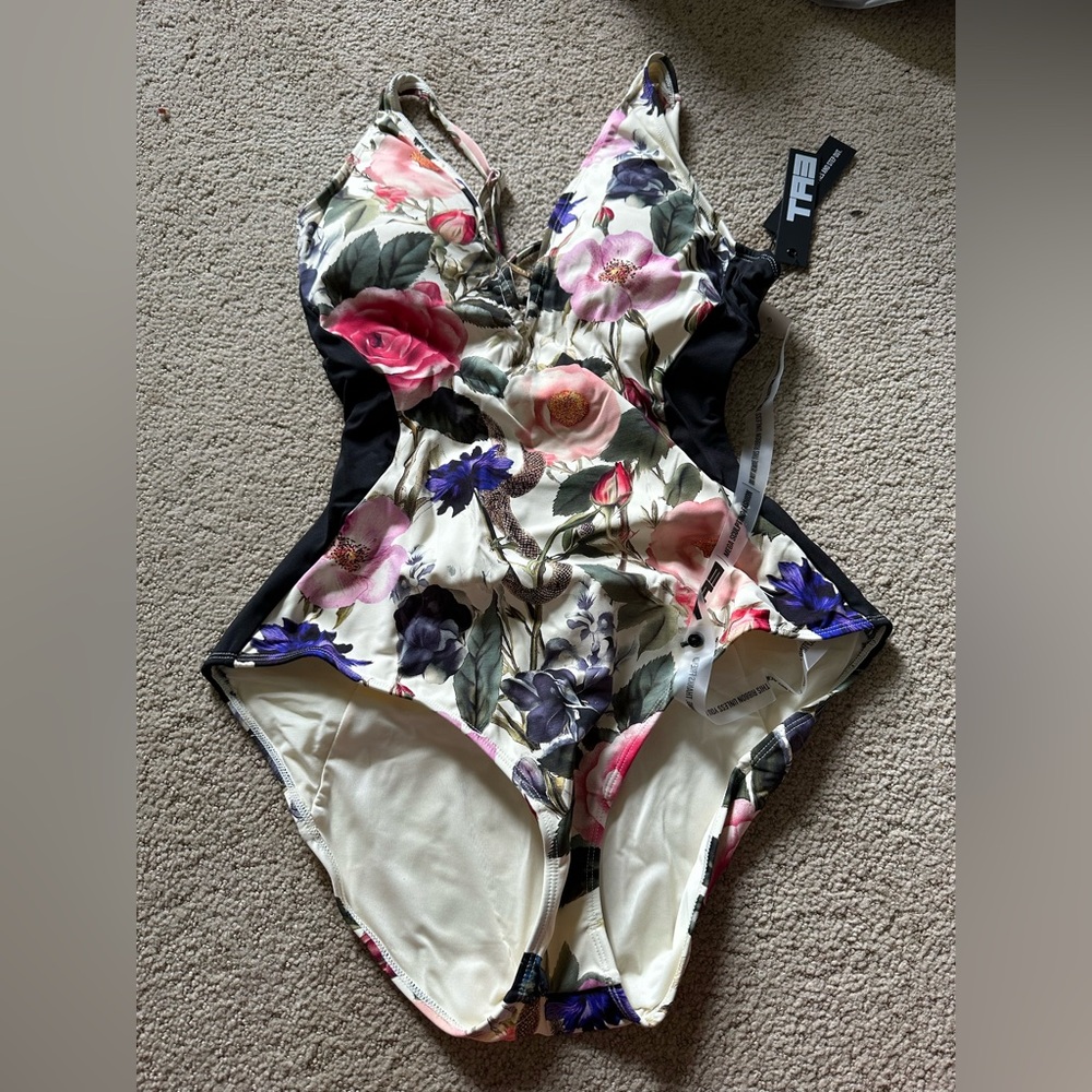 NWT TA3 Plungey Triangle one piece swimsuit contour rose bloom - Picture 5 of 7
